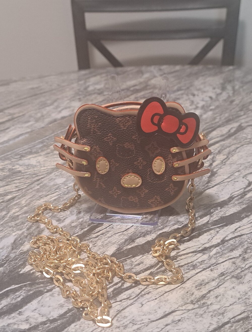 Hello Kitty Monogram Mini  Crossbody Bag in Brown & Red